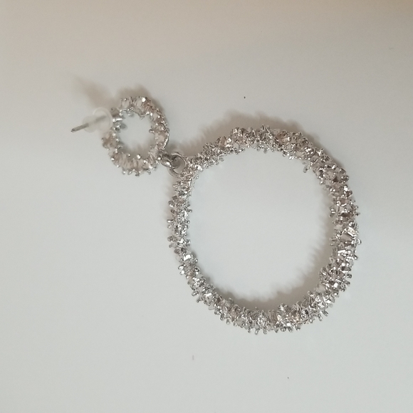 Gold Silver Round Hoop Earrings - Picture 3 of 6